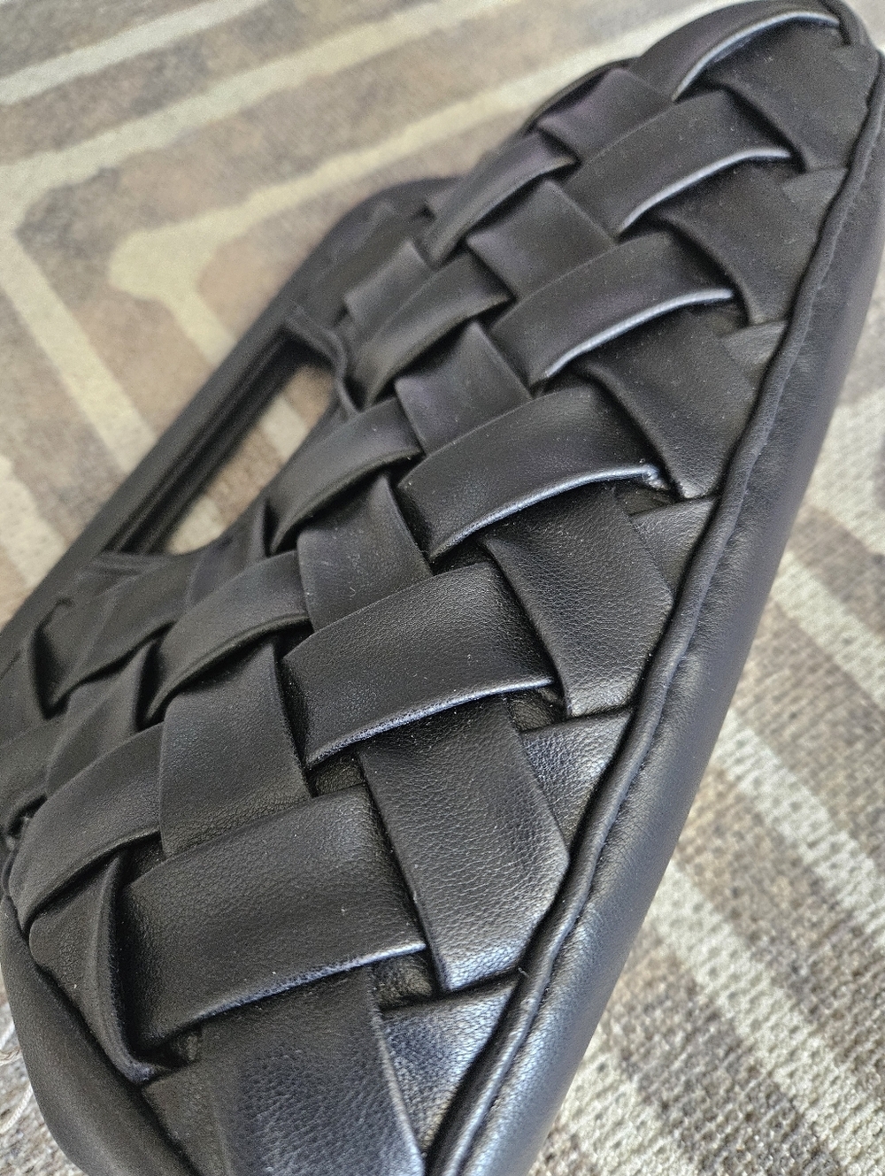 NWT Woven Black Vegan Leather Handheld Clutch - Picture 2 of 7